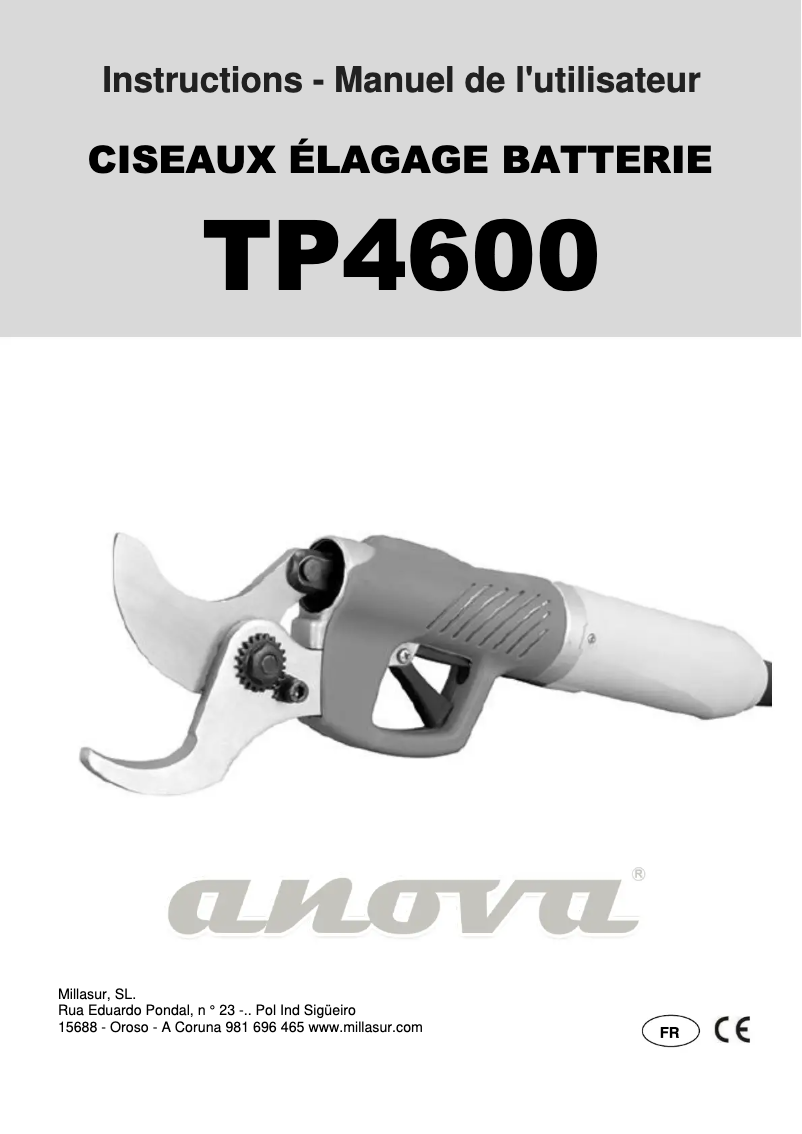 Page 1 de la notice Manuel utilisateur Anova TPB4600