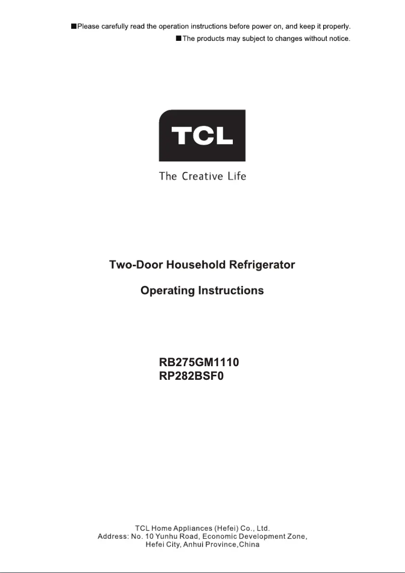 Image de la première page du manuel de l'appareil RP282BSF0