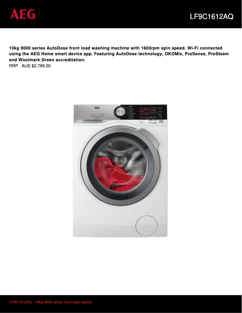 Page n°1 - Fiche technique AEG LF9C1612AQ