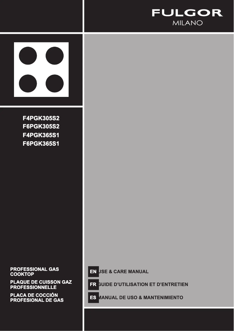 Page 1 de la notice Manuel utilisateur Fulgor Milano F4PGK305S2