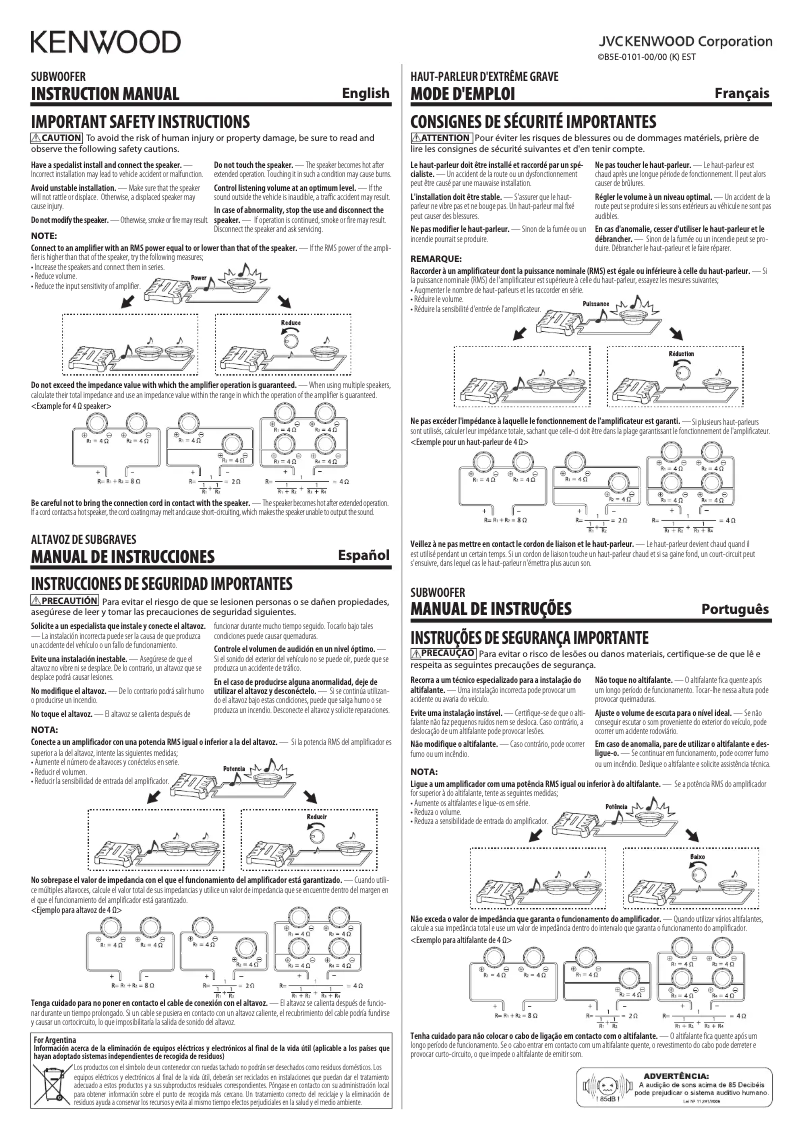 Page n°1 - Manuel utilisateur Kenwood Excelon XR-W1202