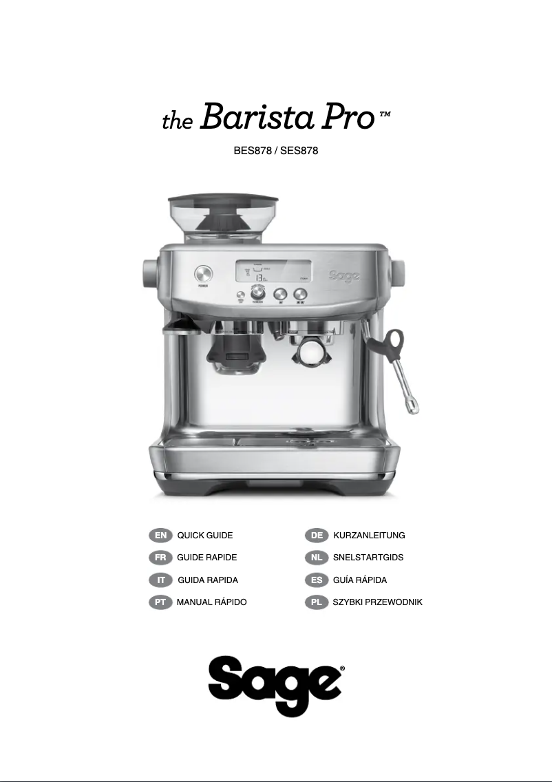 Page n°1 - Manuel utilisateur Sage The Barista Pro SES878