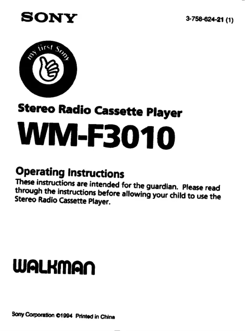 Page 1 de la notice Manuel utilisateur Sony Walkman WM-F3010
