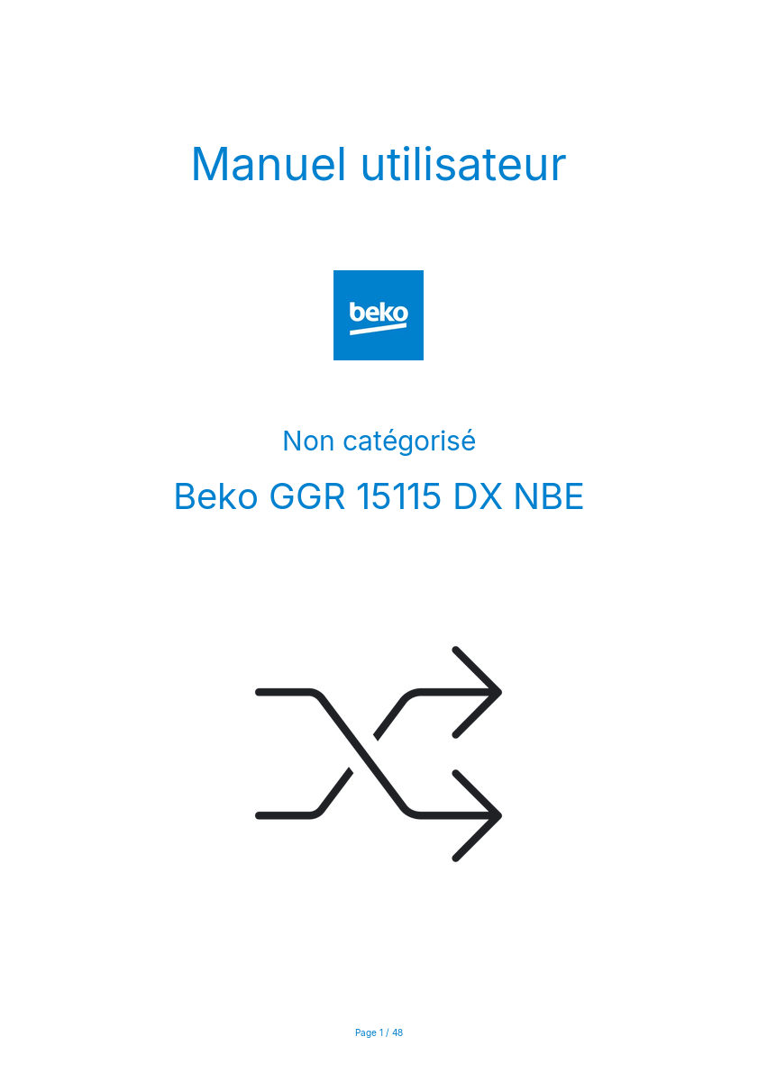 Page n°1 - Manuel utilisateur Beko GGR 15115 DX NBE