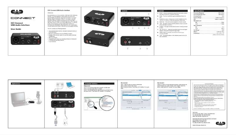 Page 1 de la notice Manuel utilisateur CAD Audio CX1 Connect