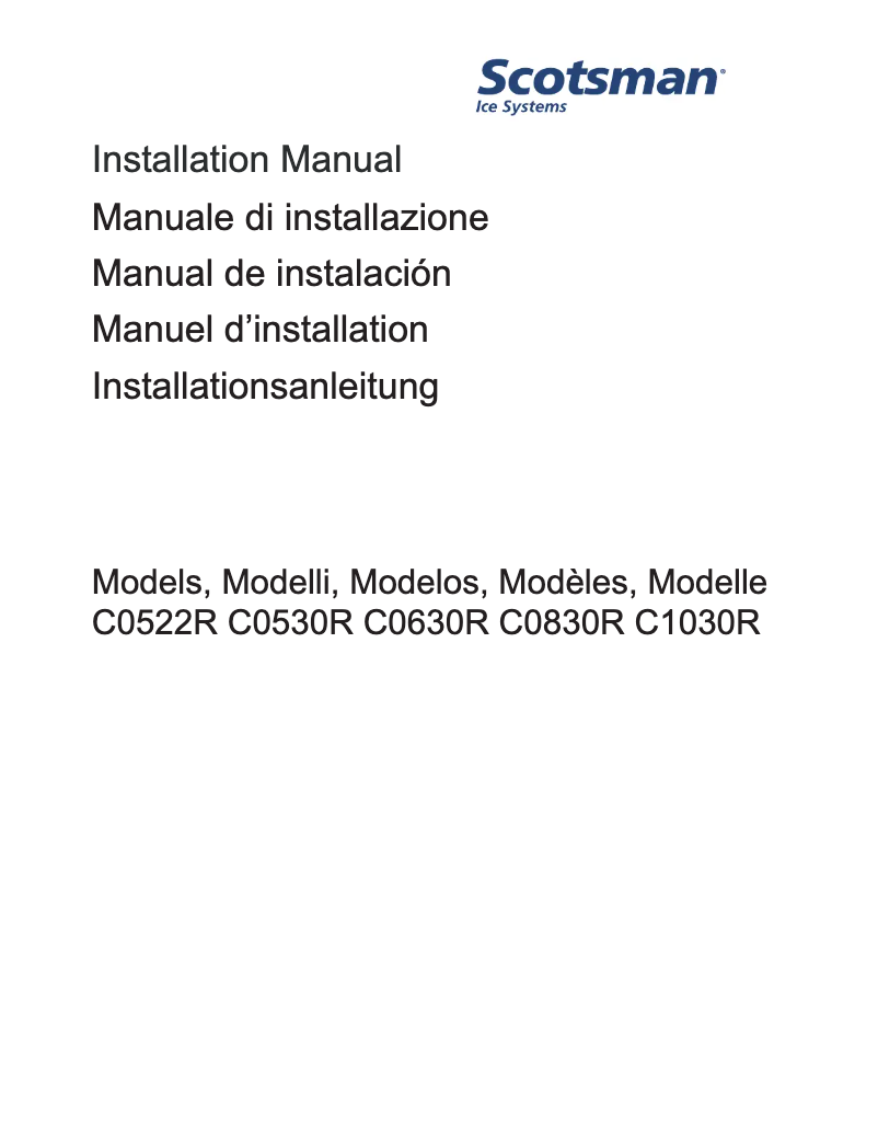 Page 1 de la notice Manuel utilisateur Scotsman Prodigy Plus C0630R