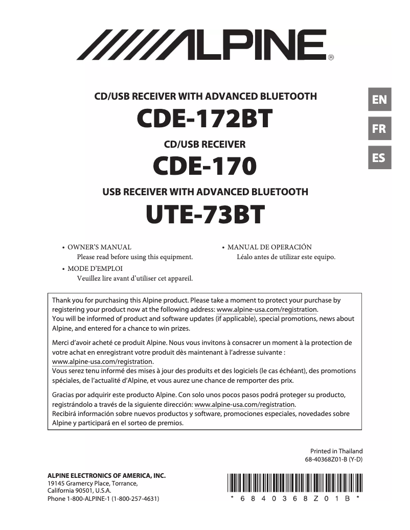 Image de la première page du manuel de l'appareil CDE-170