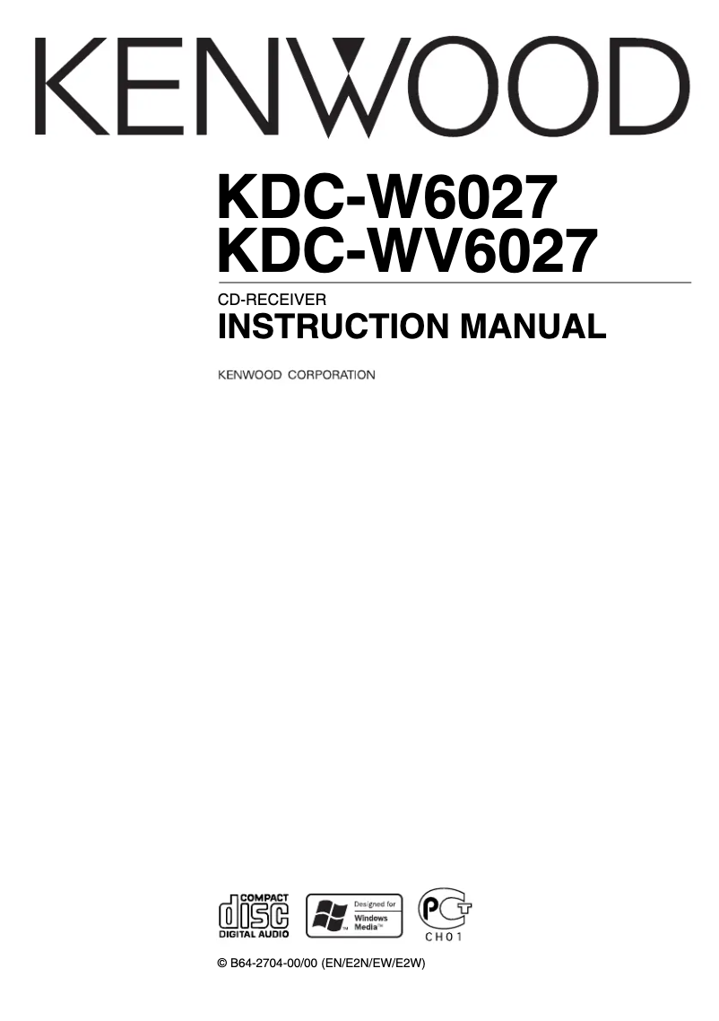 Page n°1 - Manuel utilisateur Kenwood KDC-WV6027