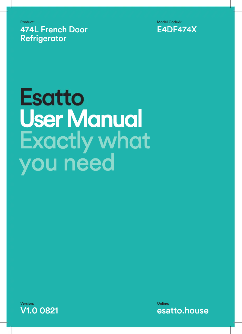 Page 1 de la notice Manuel utilisateur Esatto E4DF474X