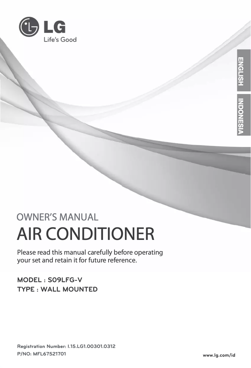 Image de la première page du manuel de l'appareil S09LFG-V