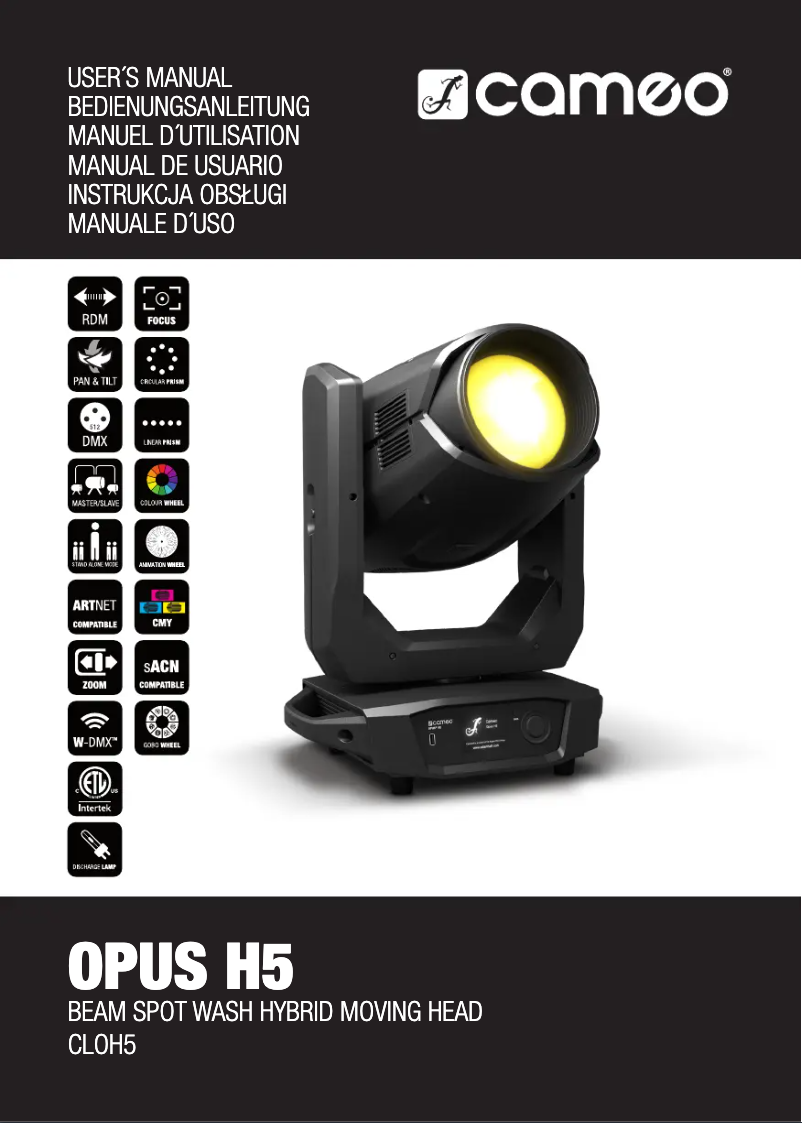 Page 1 de la notice Manuel utilisateur Cameo OPUS H5