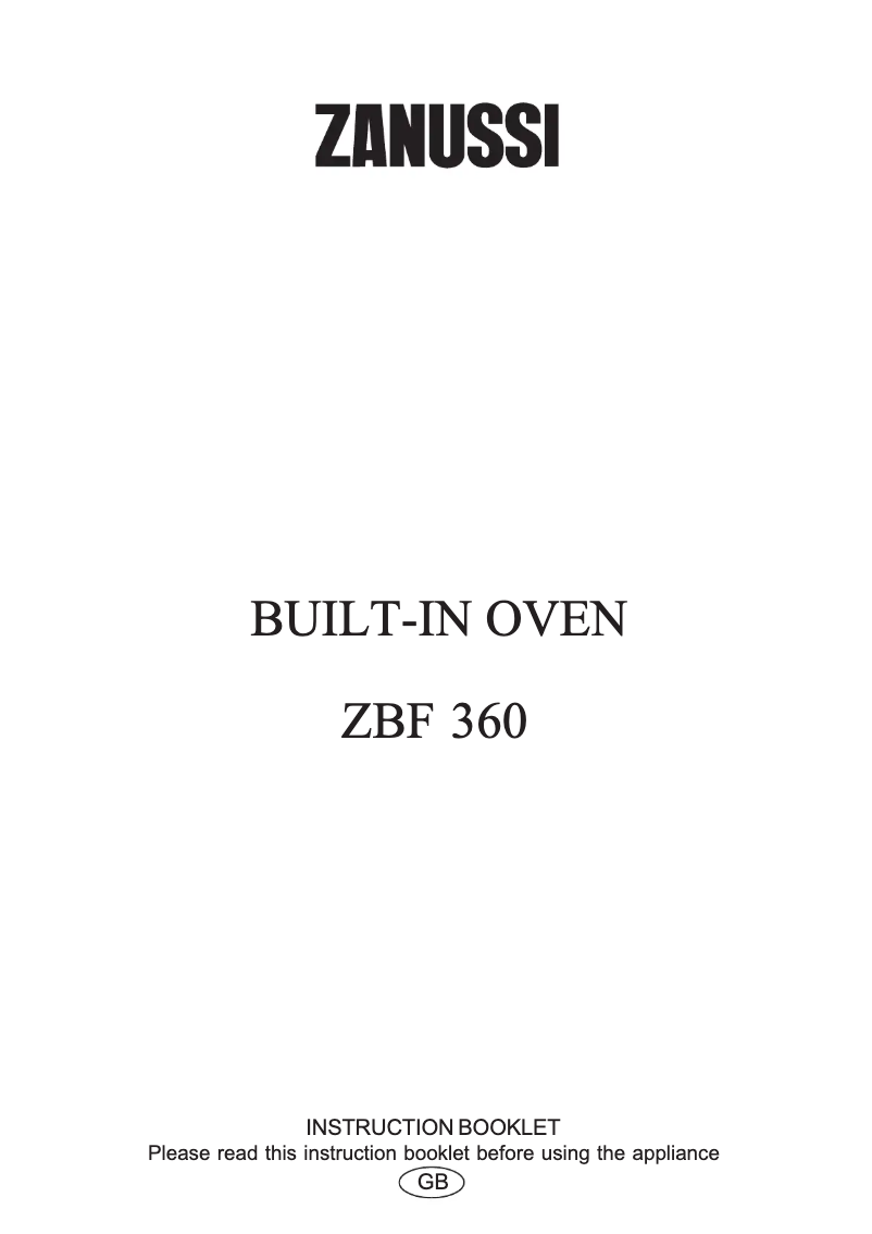 Page 1 de la notice Manuel utilisateur Zanussi ZBF360W