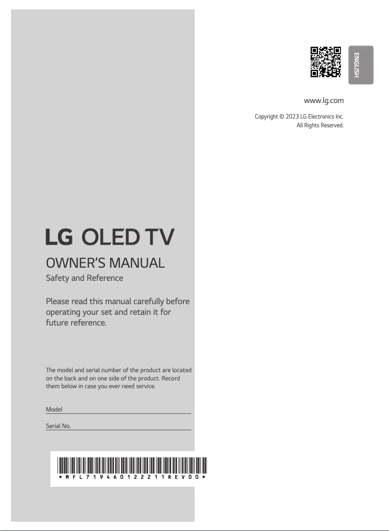 Image de la première page du manuel de l'appareil OLED55C3PSA