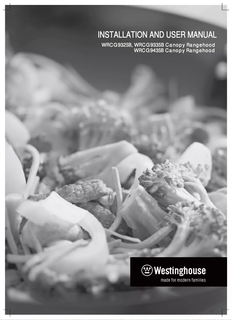 Page n°1 - Manuel utilisateur Westinghouse WRCG933SB