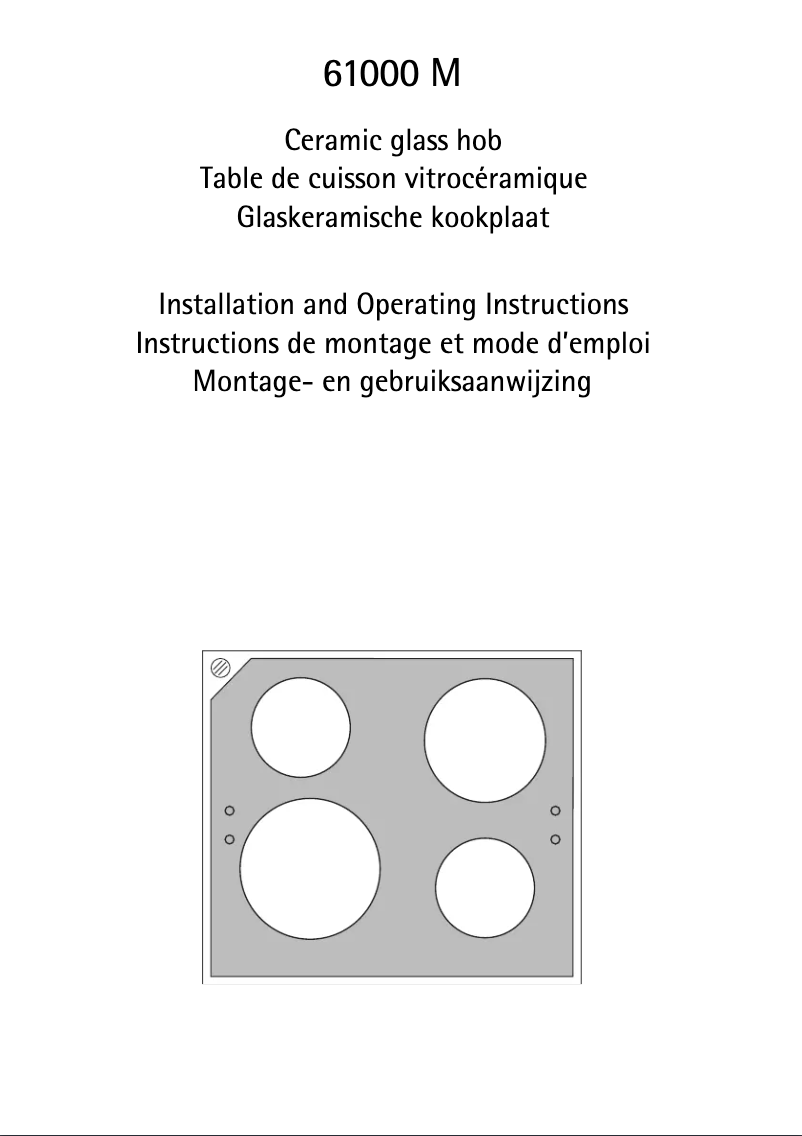 Page n°1 - Manuel utilisateur AEG-Electrolux 61000 M