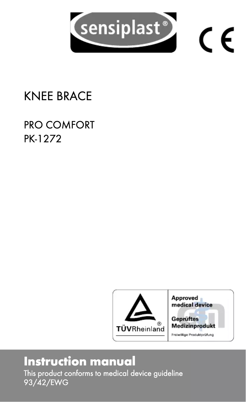 Page 1 de la notice Manuel utilisateur Sensiplast Pro Comfort PK-1271