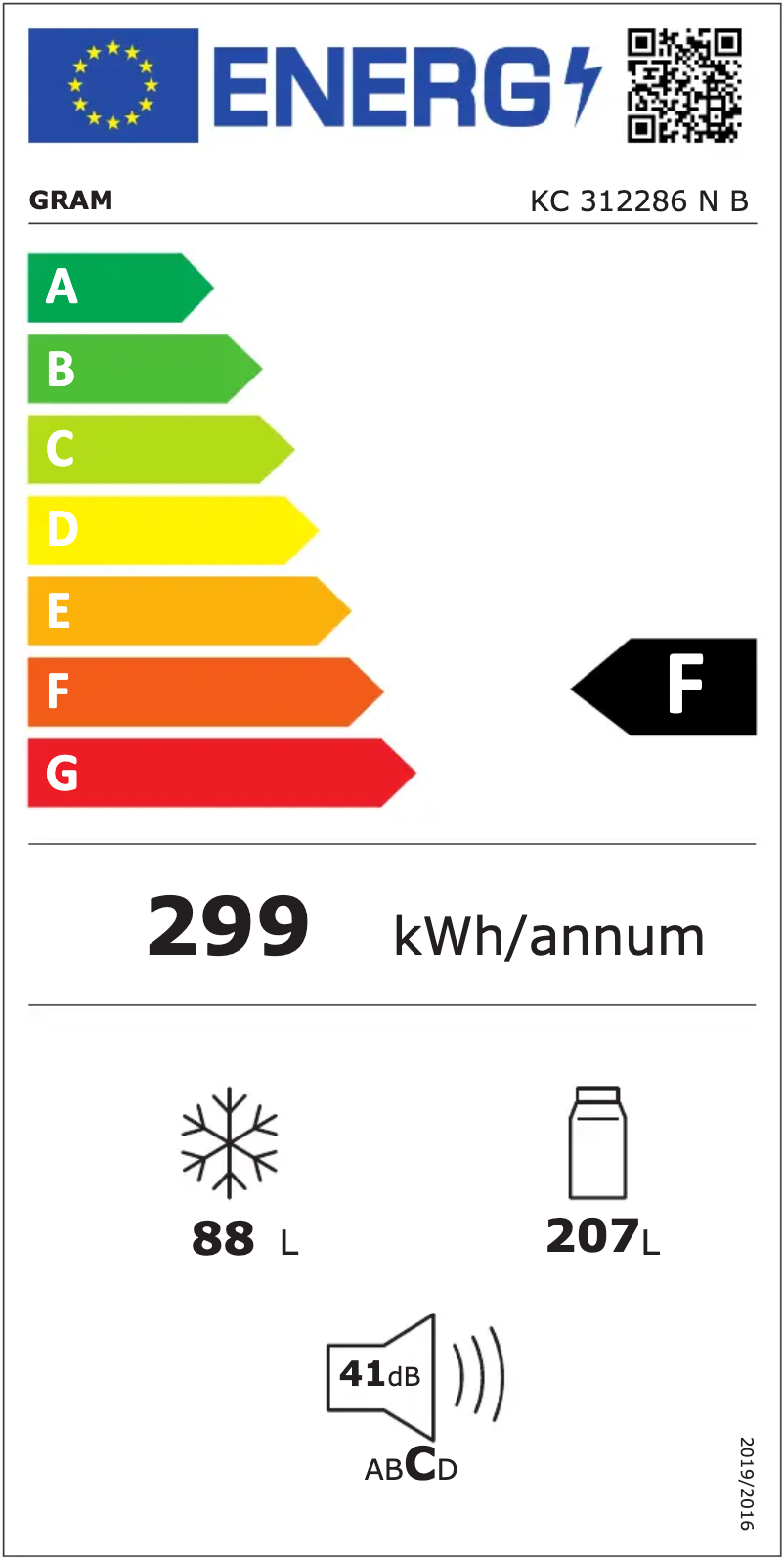 Page n°1 - Label énergétique Gram KC 312286 N B