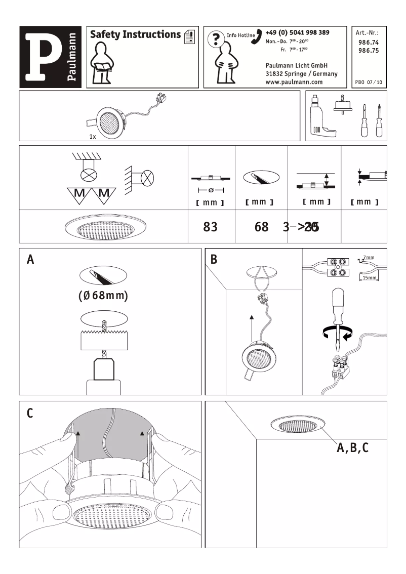 Page 1 de la notice Manuel utilisateur Paulmann 98674