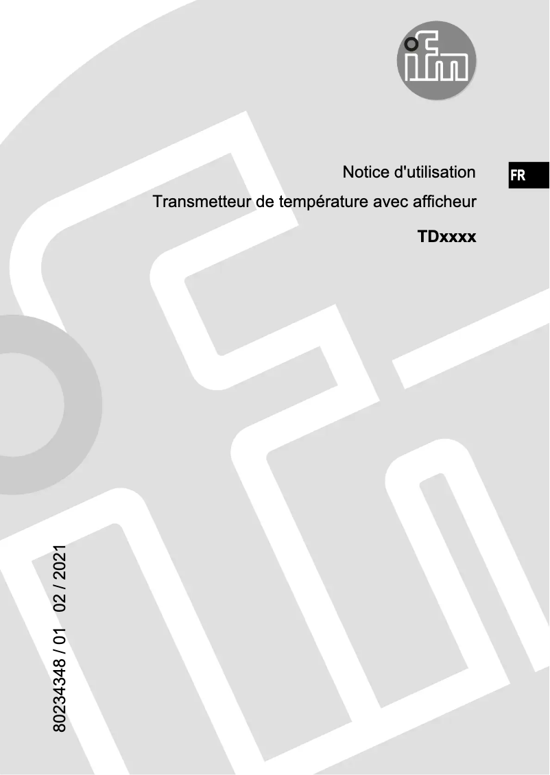 Page 1 de la notice Manuel utilisateur IFM TD2531