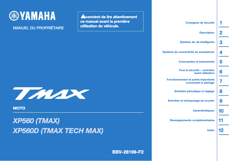Page n°1 - Manuel utilisateur Yamaha TMAX (2024)