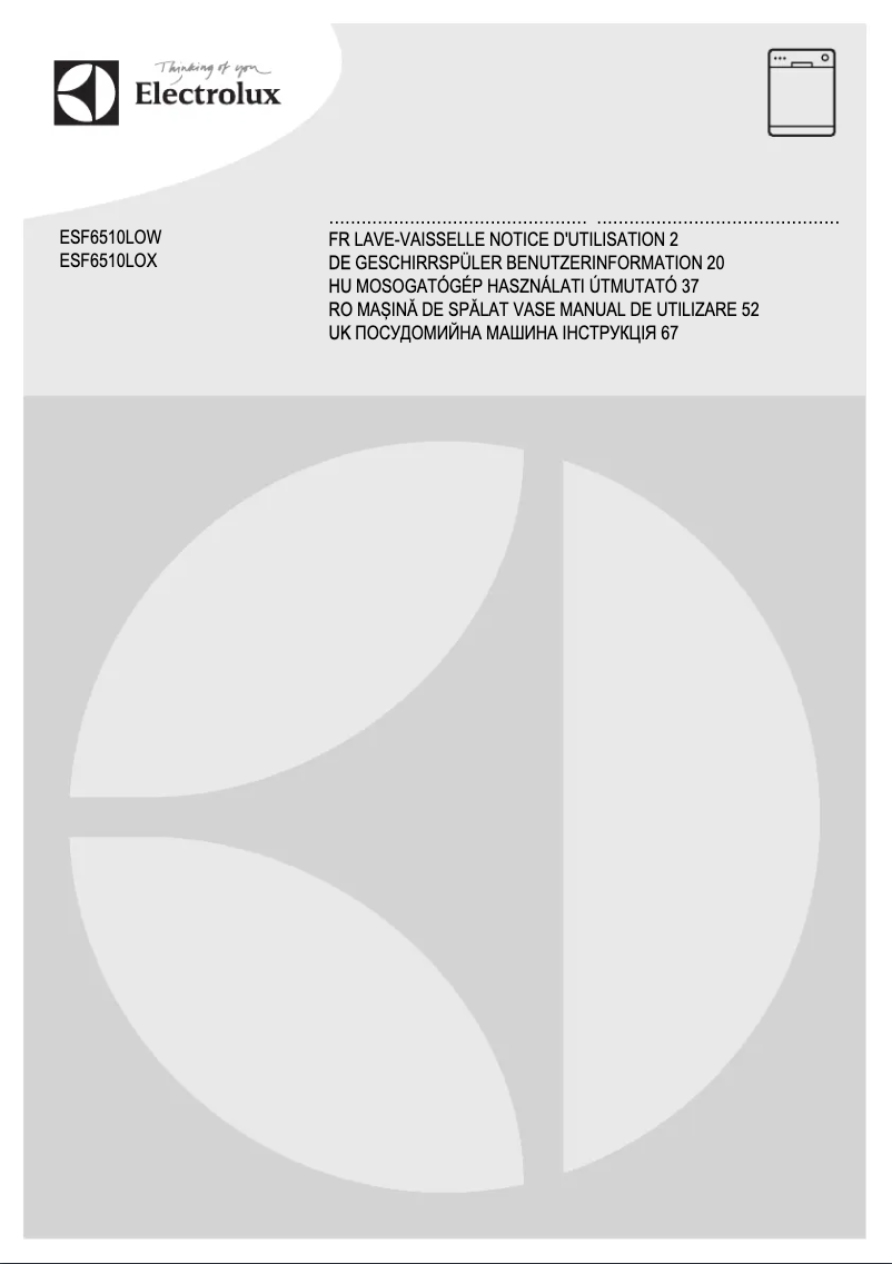 Page n°1 - Manuel utilisateur Electrolux ESF6510LOW
