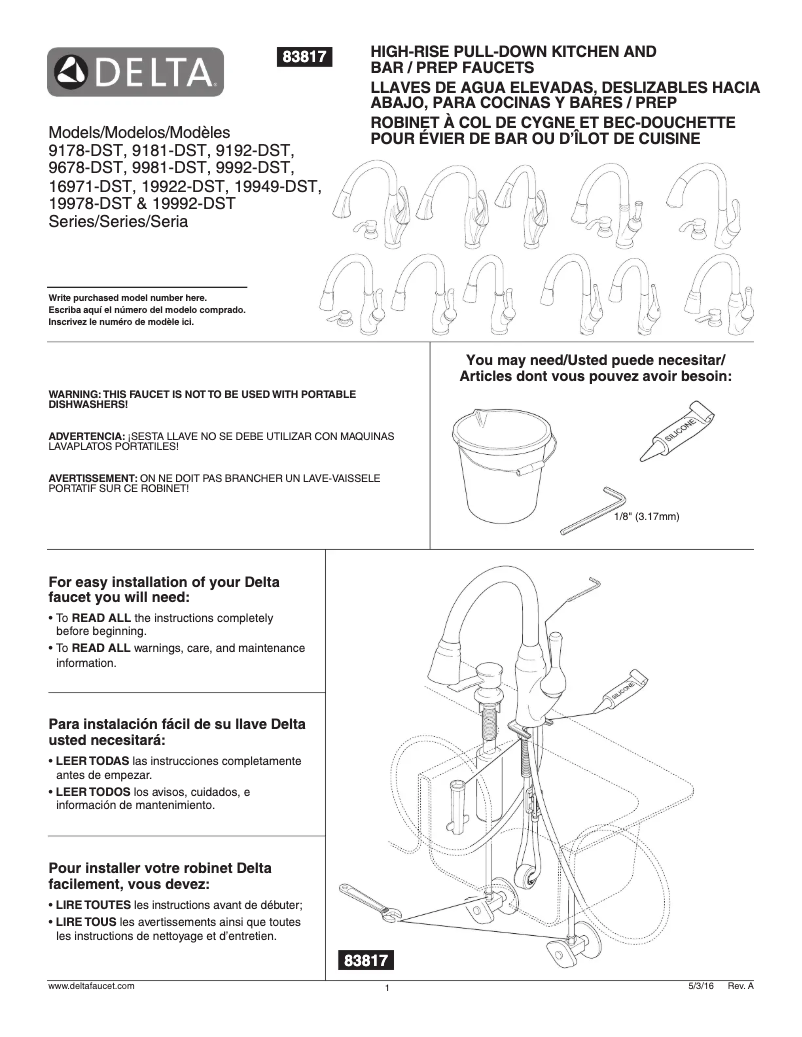 Página 1 del manual Ficha técnica Delta 9192-DST