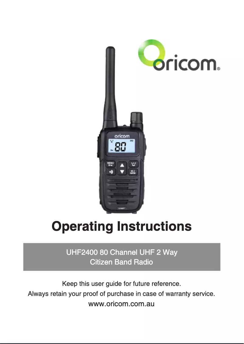 Página 1 del manual Manual de usuario Oricom UHF2400