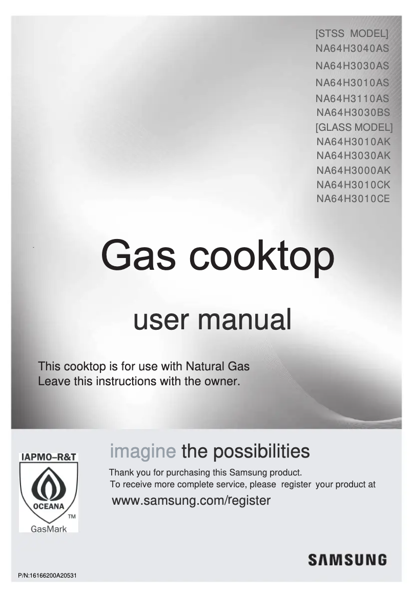 Page n°1 - Manuel utilisateur Samsung NA64H3030BS