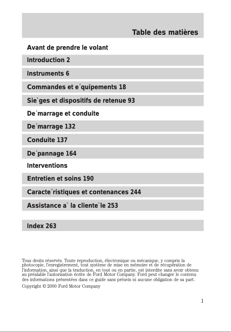 Image de la première page du manuel de l'appareil Excursion (2001)