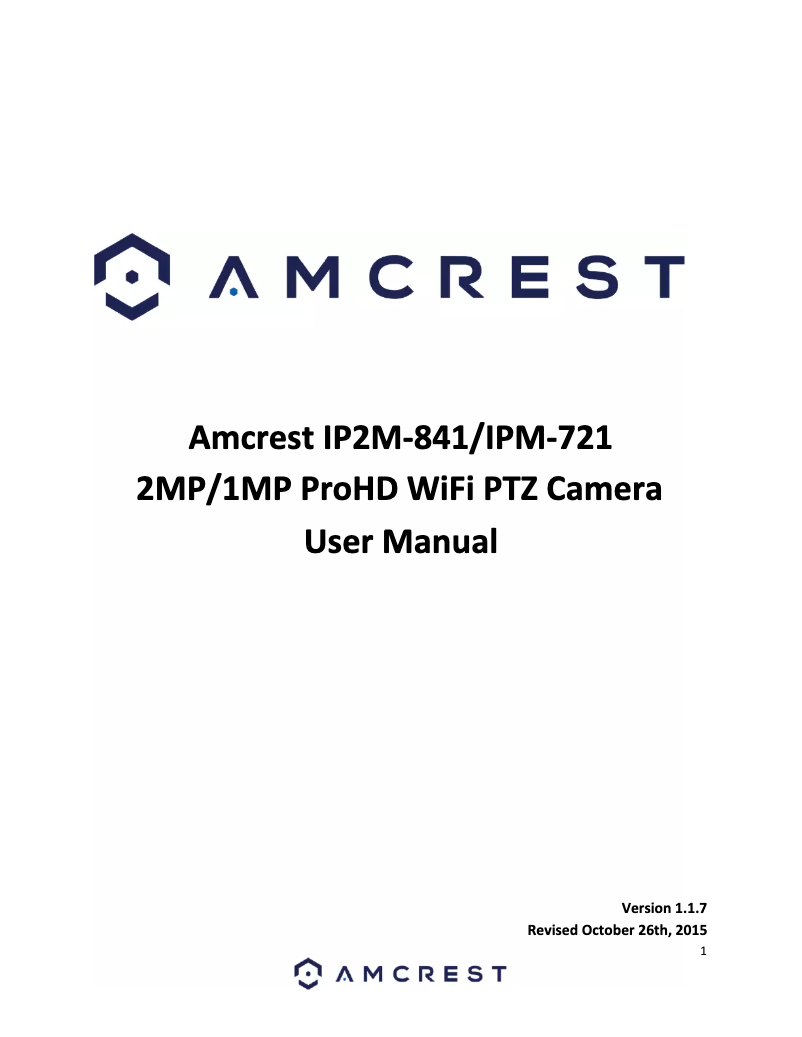 Page 1 de la notice Manuel utilisateur Amcrest IP2M-841B