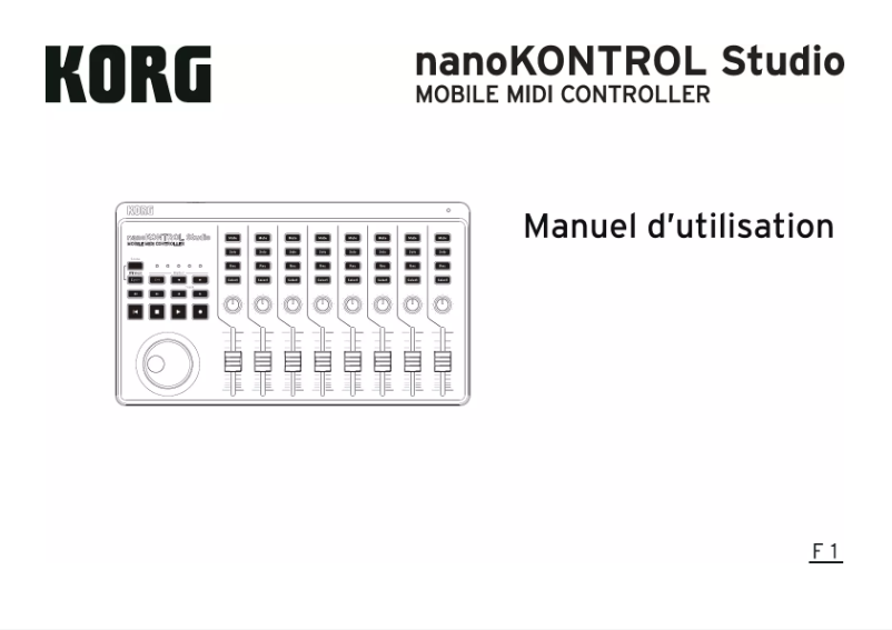 Page 1 de la notice Manuel utilisateur Korg nanoKontrol Studio