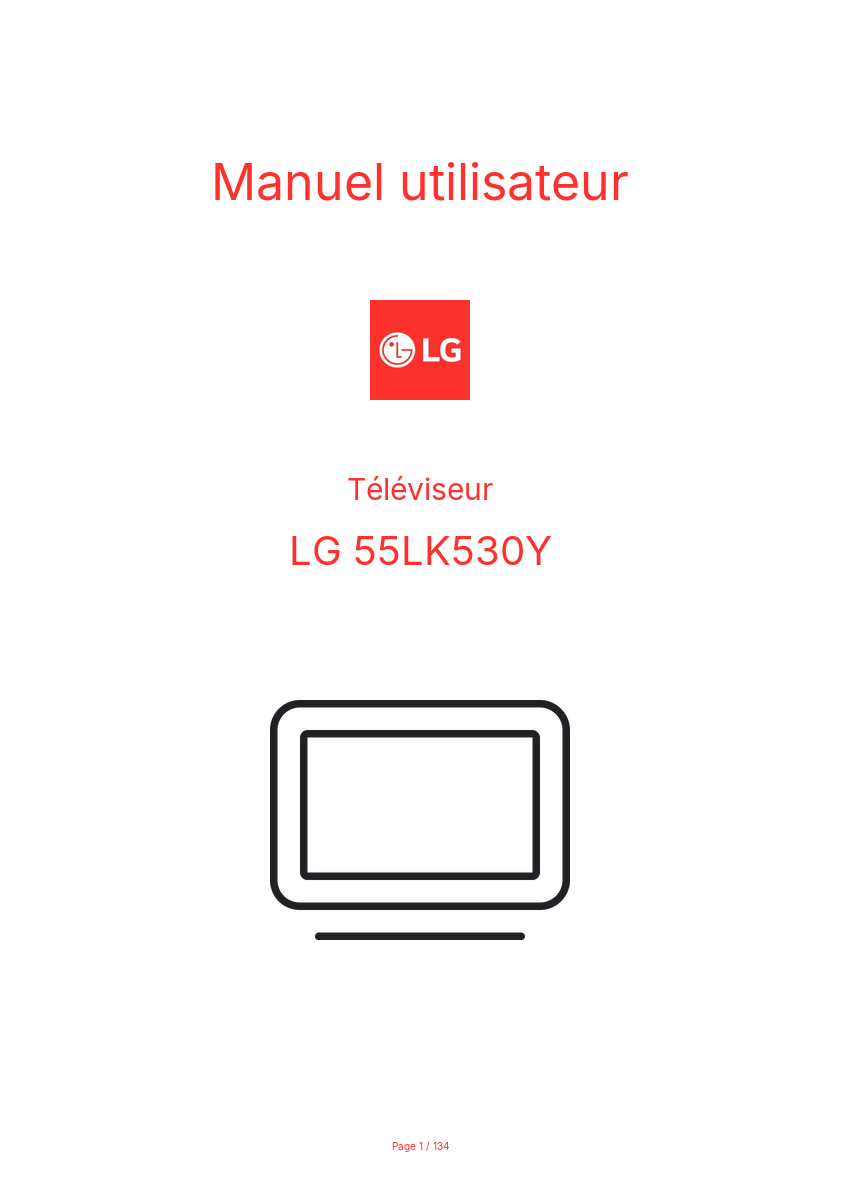Image de la première page du manuel de l'appareil 55LK530Y