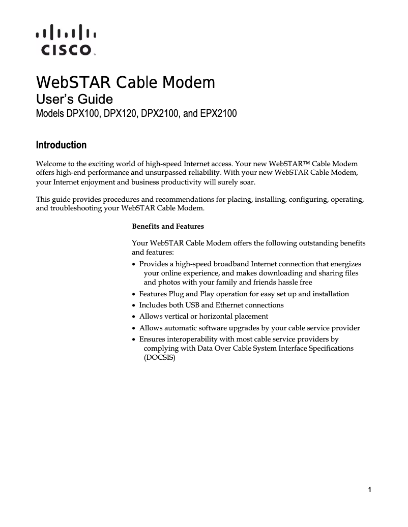 Page 1 de la notice Manuel utilisateur Cisco Webstar DPX120