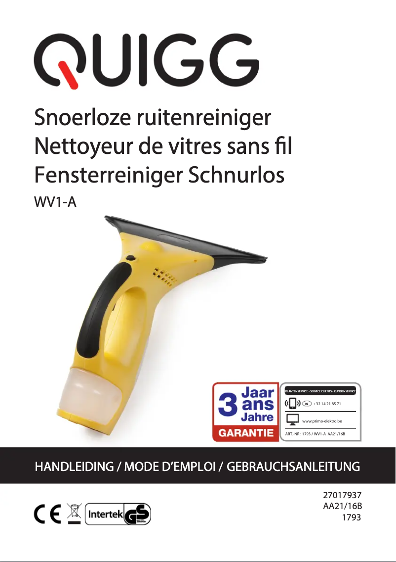 Image de la première page du manuel de l'appareil WV1