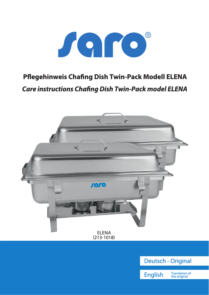 Image de la première page du manuel de l'appareil ELENA 213-1018