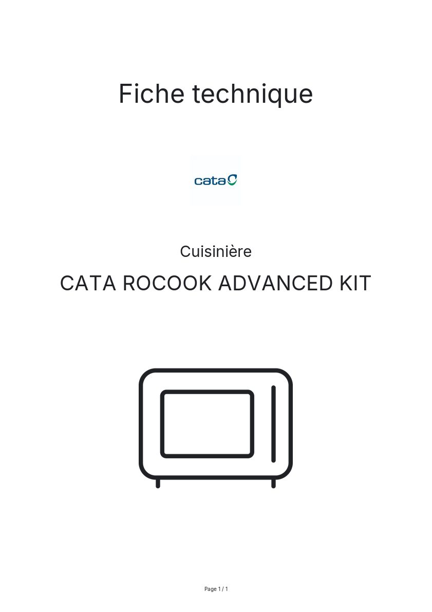 Page n°1 - Fiche technique CATA ROCOOK ADVANCED KIT