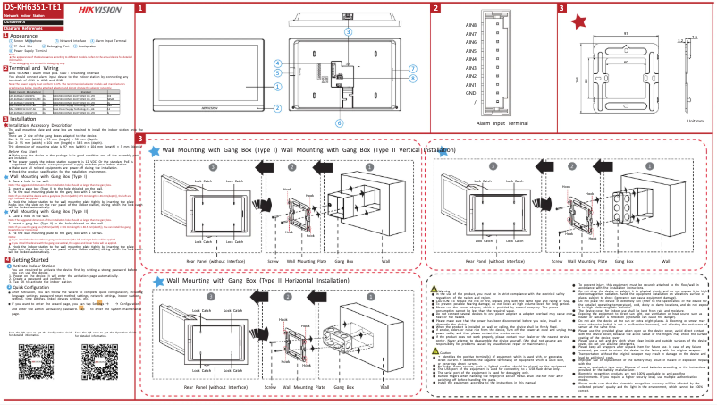 Page 1 de la notice Manuel utilisateur Hikvision DS-KH6351-TE1