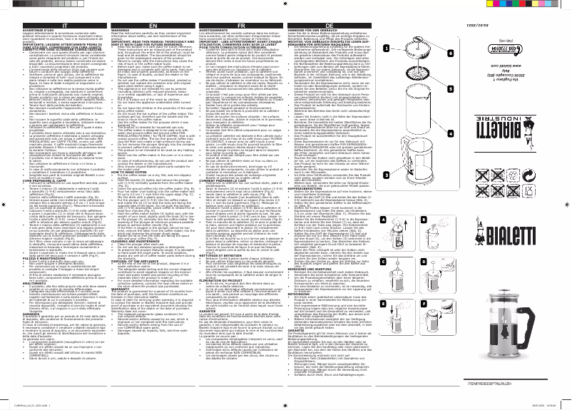 Image de la première page du manuel de l'appareil Pressofiltro
