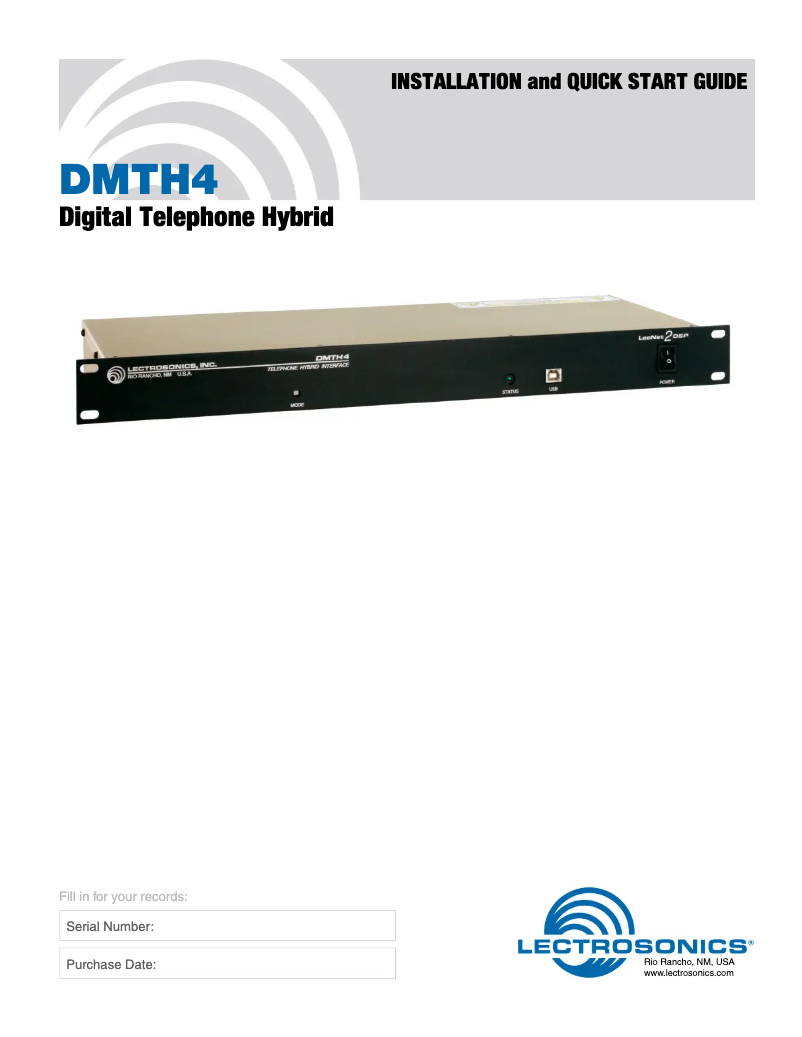 Imagen de la primera página del manual del dispositivo DMTH4