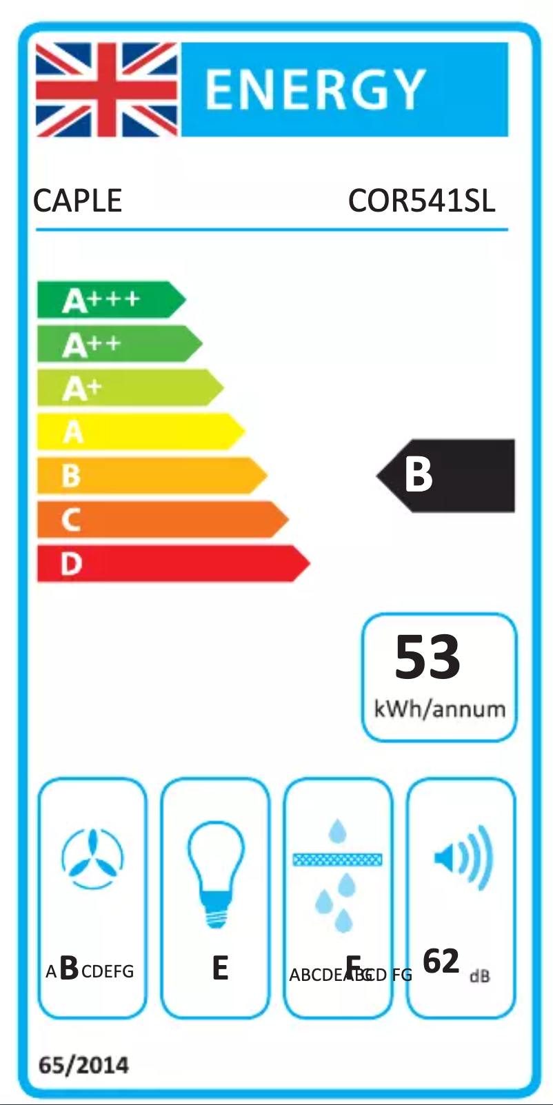 Page n°1 - Label énergétique Caple COR541SL