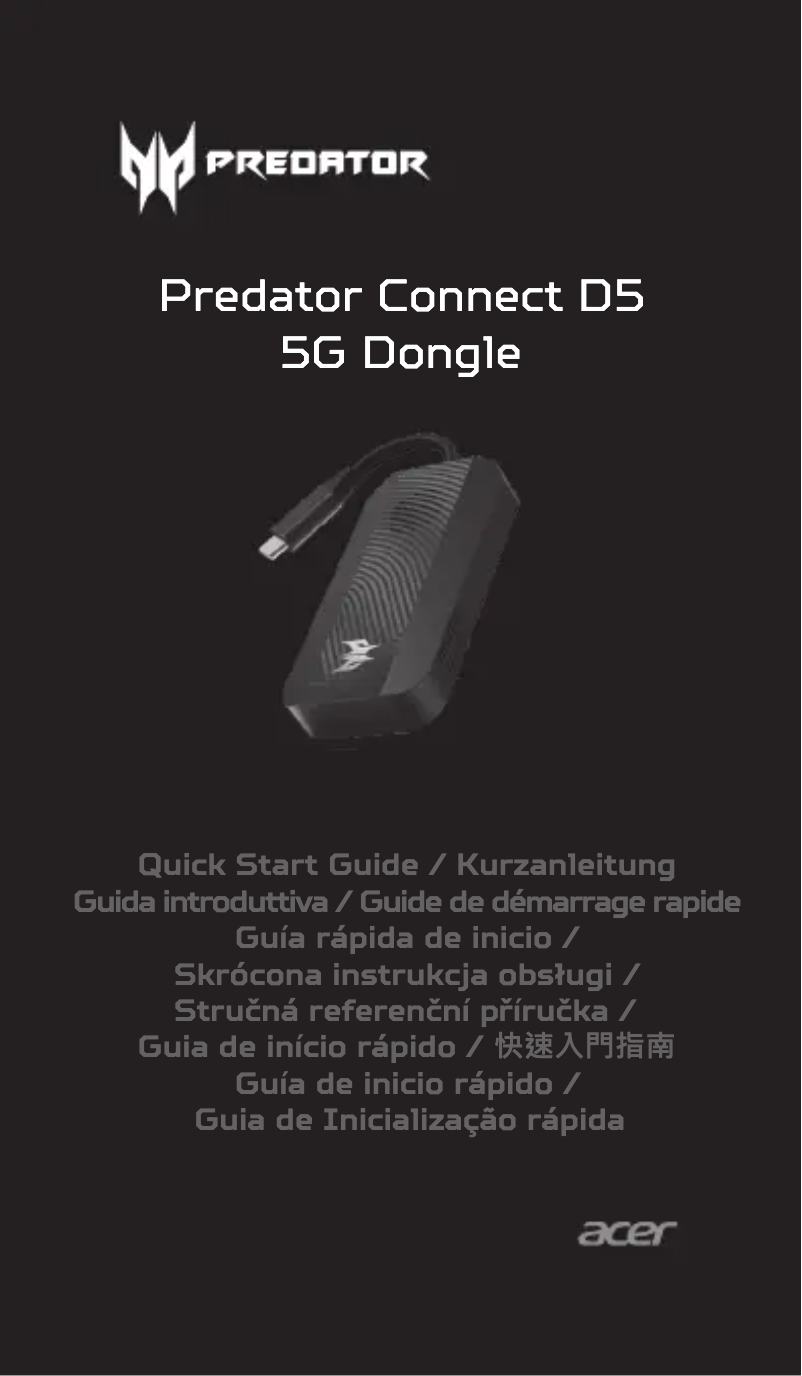 Image de la première page du manuel de l'appareil Predator Connect D5