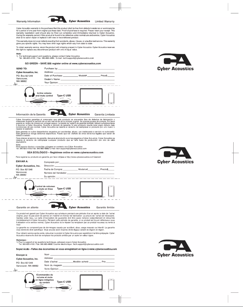 Page n°1 - Manuel utilisateur Cyber Acoustics AC-5009C