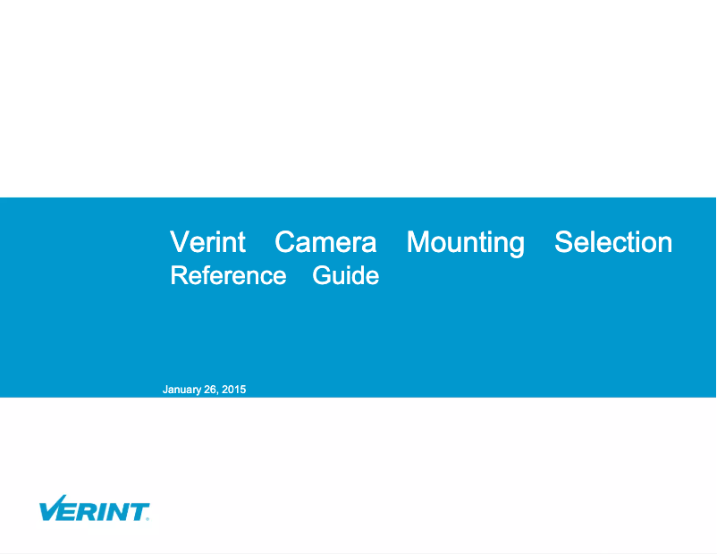 Page n°1 - Manuel utilisateur Verint V3320FD-DN