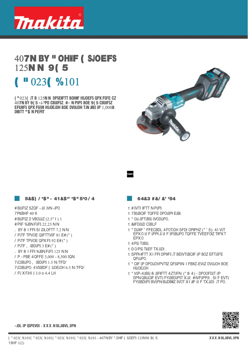 Page n°1 - Fiche technique Makita GA023GD101