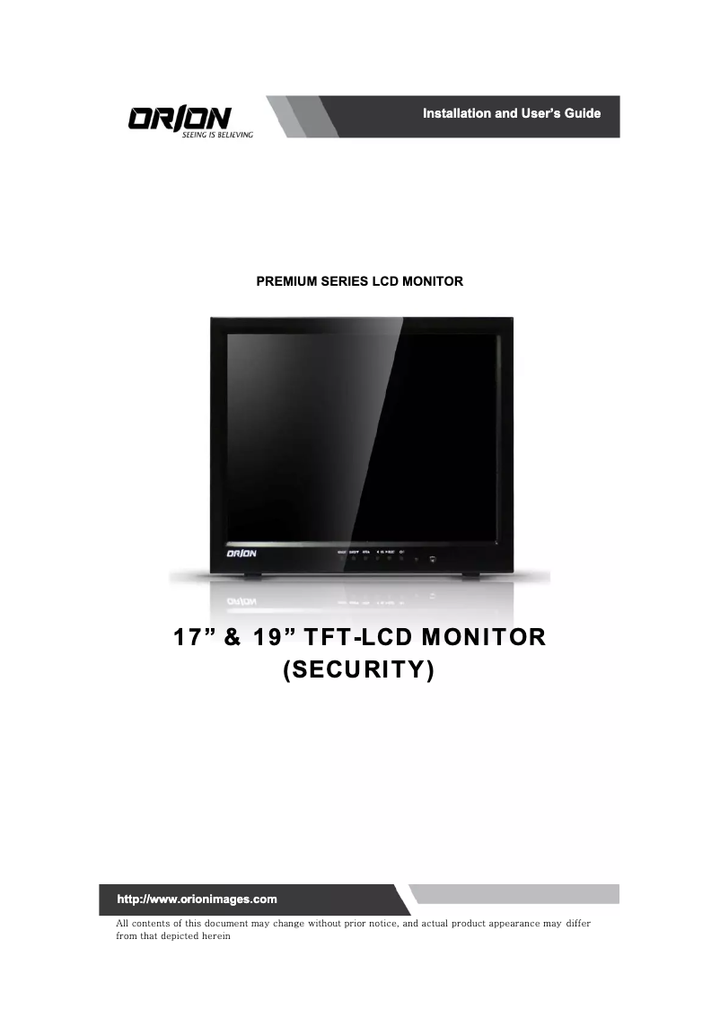Page 1 de la notice Manuel utilisateur Orion Premium 19RTC