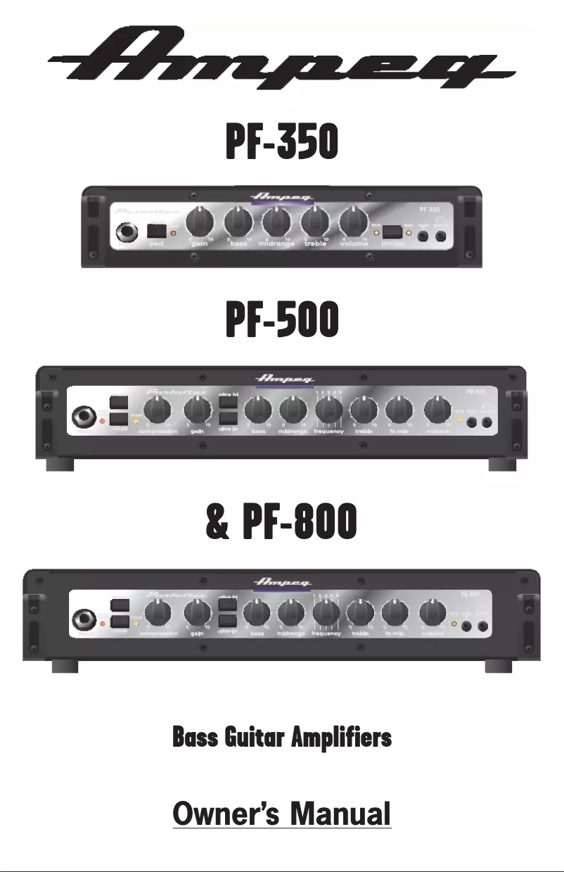 Page 1 de la notice Manuel utilisateur Ampeg PF500