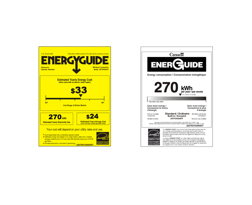 Page n°1 - Label énergétique JennAir UDT555SAFP