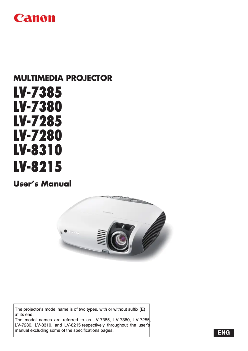 Image de la première page du manuel de l'appareil LV-8310