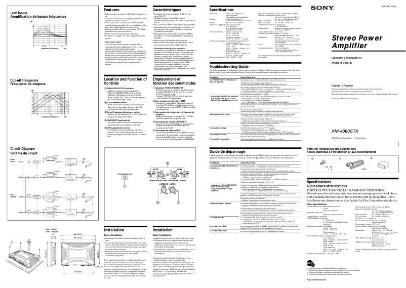 Page 1 de la notice Manuel utilisateur Sony XM-4060GTX