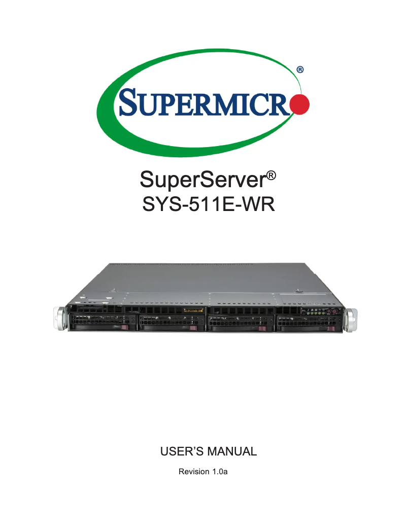 Image de la première page du manuel de l'appareil SuperServer SYS-511E-WR